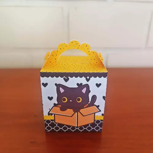 20 Caixinhas Personalizadas Gatinho Preto | Kit Festa | PEGUE E M