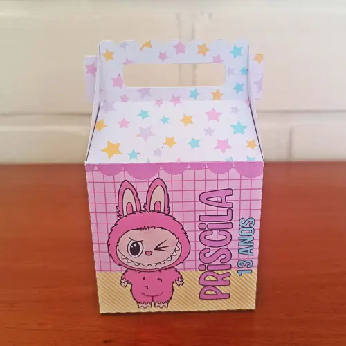 20 Caixinhas Personalizadas Labubu | Kit Festa | PEGUE E MONTE