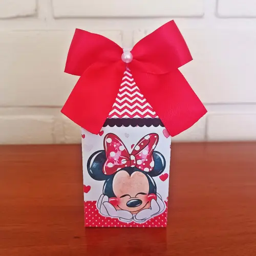 20 Caixinhas Personalizadas Minnie Vermelha Aquarela | Kit Festa