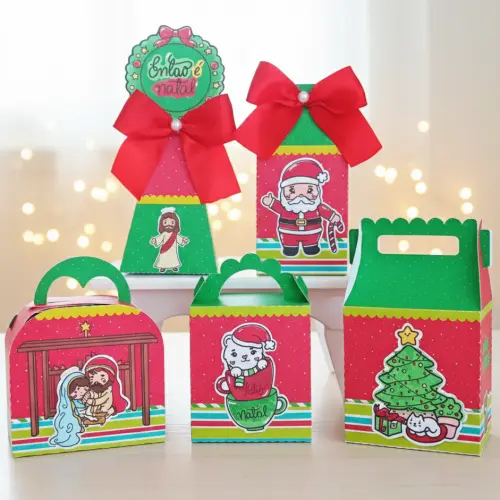 20 Caixinhas Personalizadas Natal | Kit Festa | PEGUE E MONTE