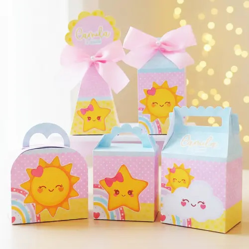 20 Caixinhas Personalizadas Raio de Sol | Kit Festa | PEGUE E MONTE