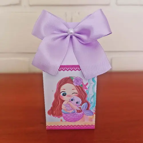 20 Caixinhas Personalizadas Sereia Lilás Aquarela| Kit Festa | P