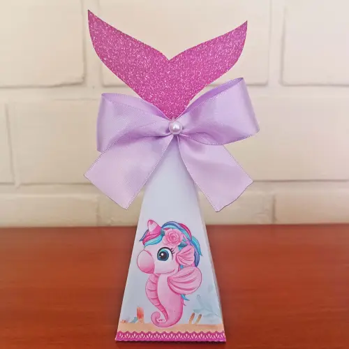 20 Caixinhas Personalizadas Sereia Lilás Aquarela| Kit Festa | P