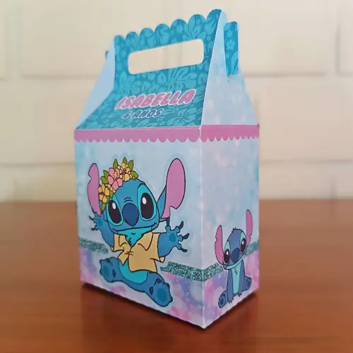 20 Caixinhas Personalizadas Stitch Azul | Kit Festa | PEGUE E MON