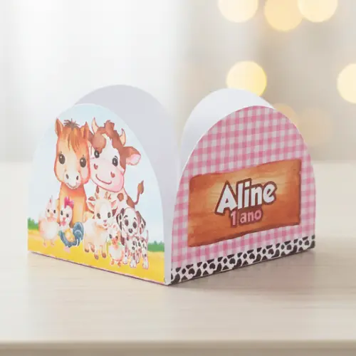 Forminhas de Doces Personalizadas - Fazendinha Rosa Aquarela