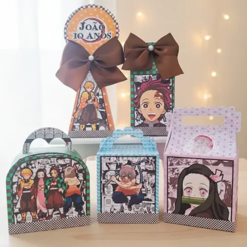 Kit 40 Caixinhas Personalizadas - Demon Slayer