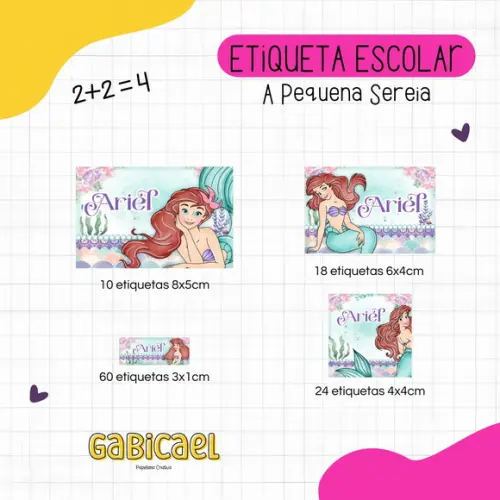 Kit 112 Etiquetas Escolares - a Pequena Sereia