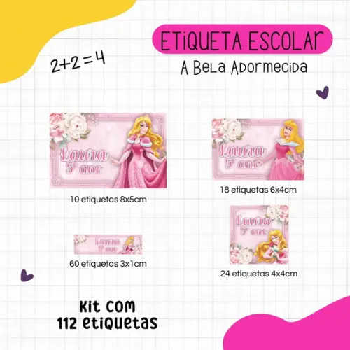 Kit 112 Etiquetas Escolares - a Bela Adormecida