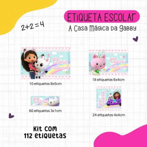Kit 112 Etiquetas Escolares - a Casa Mágica da Gabby