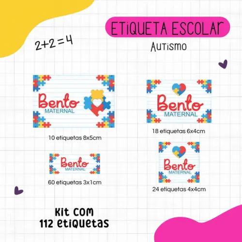 Kit 112 Etiquetas Escolares Personalizadas - Autismo