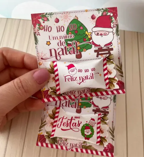 50 Cards/tags com Balas Personalizadas - Natal