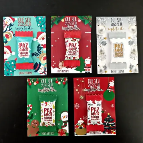 50 Cards/tags com Balas Personalizadas - Natal