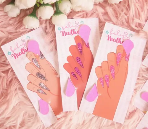 30 Cards com Mini Lixa de Unha - Dia das Mulheres