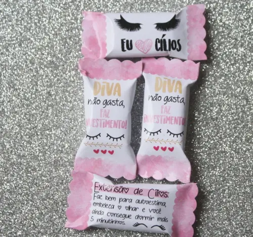 100 Balas Personalizadas - Extensão de Cílios