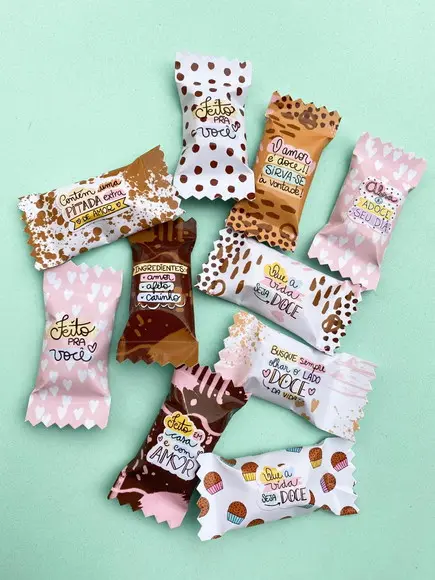 100 Balas Personalizadas - Confeitaria