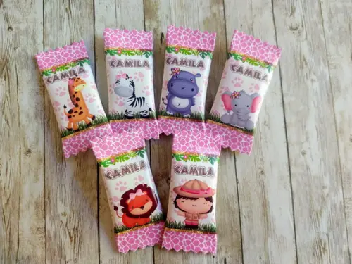 100 Balas Personalizadas - Safari Menina