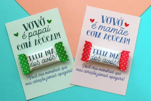 50 Cards/tags com Balas Personalizadas - Dia dos Avós