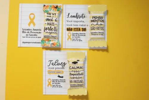 50 Cards/tags com Balas Personalizadas - Setembro Amarelo