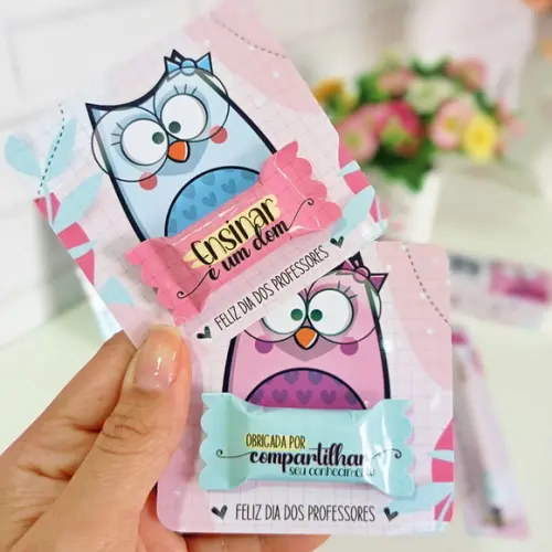 50 Cards/tags com Balas Personalizadas - Dia dos Professores