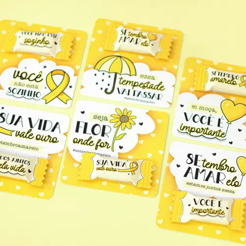50 Cards/tags com Balas Personalizadas - Setembro Amarelo