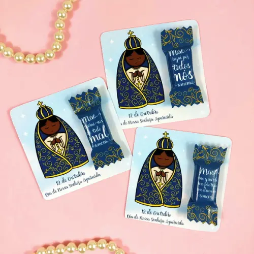 50 Cards/tags com Balas Personalizadas - Nossa Senhora