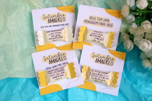 50 Cards/tags com Balas Personalizadas - Setembro Amarelo