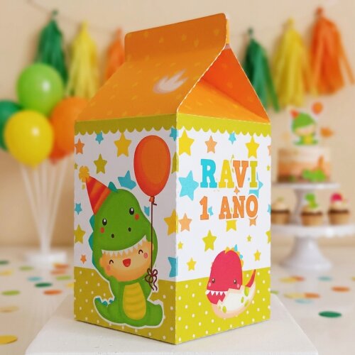 Caixinha Milk Personalizada - Dinossauros Dino Baby