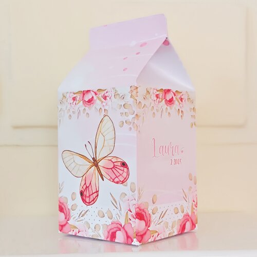 Caixinha Milk Personalizada - Borboletas Rosa