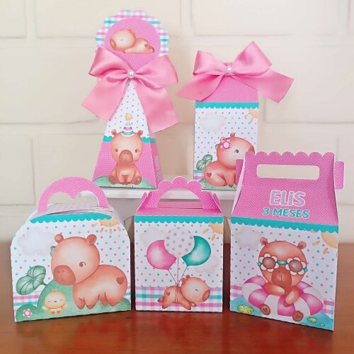 Kit Festa Caixinhas Personalizadas - Capivara Aquarela