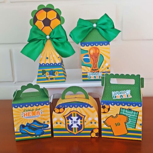 Kit Festa Caixinhas Personalizadas - Copa do Mundo Brasil Hexa