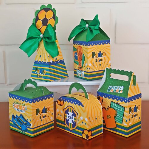 Kit Festa Caixinhas Personalizadas - Copa do Mundo Brasil Hexa