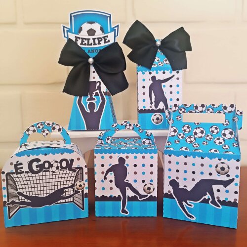Kit Festa Caixinhas Personalizadas - Futebol Azul