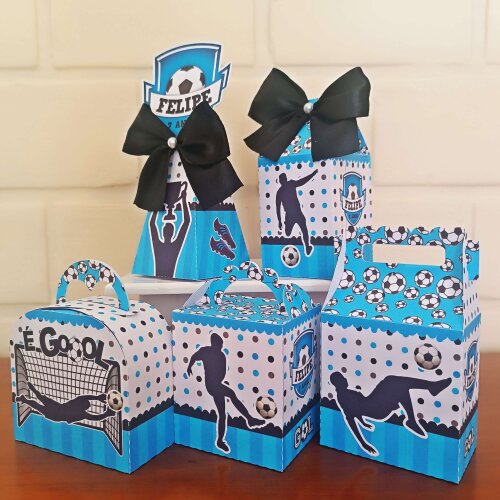 Kit Festa Caixinhas Personalizadas - Futebol Azul