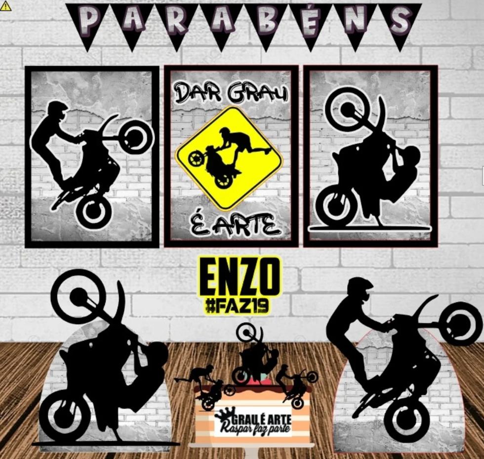 Kit festa só um bolinho grau moto