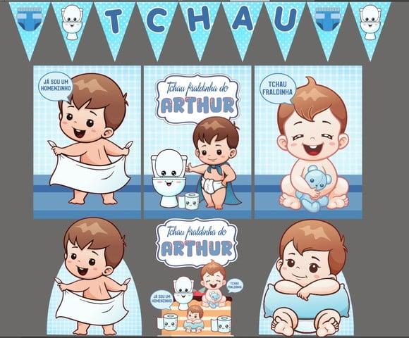 Kit Festa Só Um Bolinho Desfralde Menino (tchau Fraldinha)