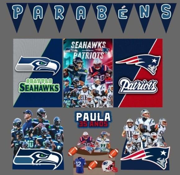 Kit Só Um Bolinho Seattle Seahawks e Patriots