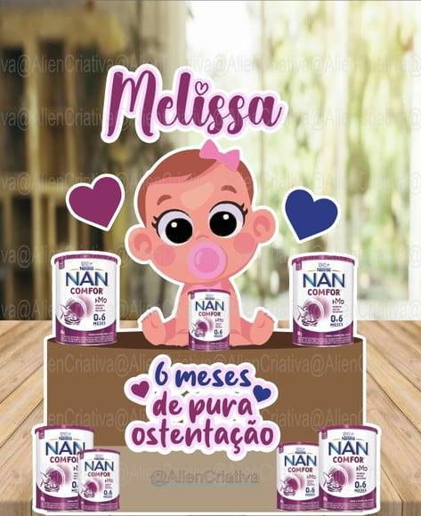 Topo de Bolo Leite Nan Menina (mesversario)