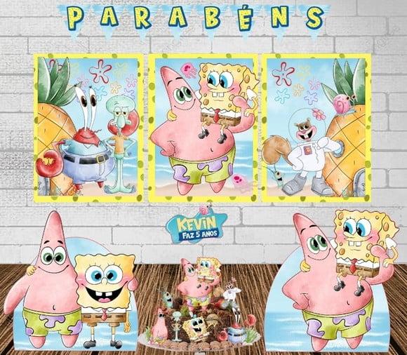 Kit Festa Só Um Bolinho Bob Sponja Aquarela