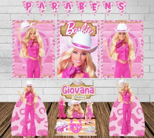 Kit Só Um Bolinho Barbie Boiadeira, Barbie de Chapéu, Cowboy
