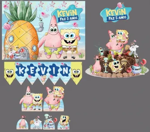 Kit Festa em Casa Bob Sponja Aquarela