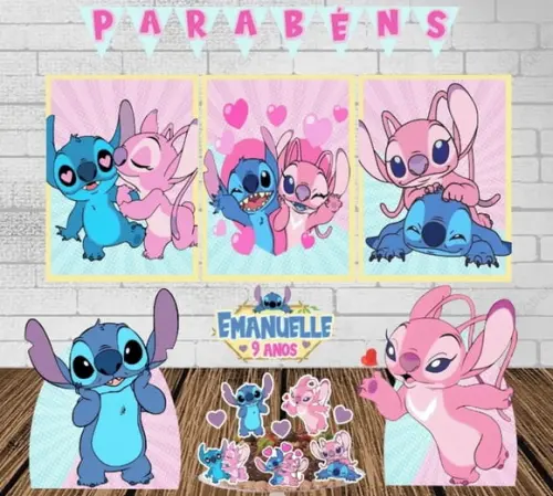 Kit Só Um Bolinho Stitch e Angel