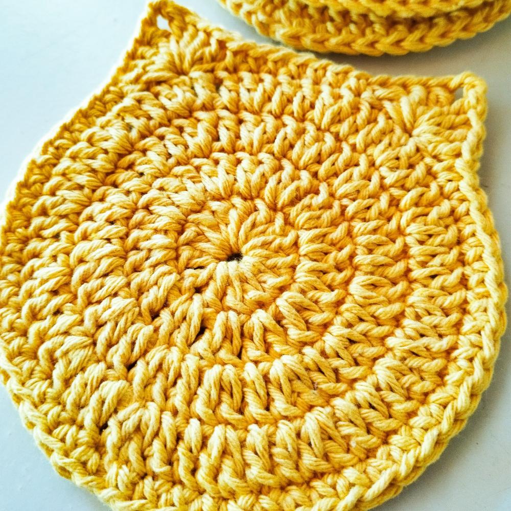 Porta Copos de Crochê Gatinho  Amarelo(peça)