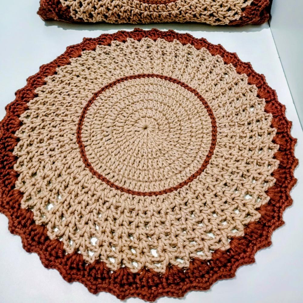 Kit Jogo Americano de Crochê Marrom (6 Peças)