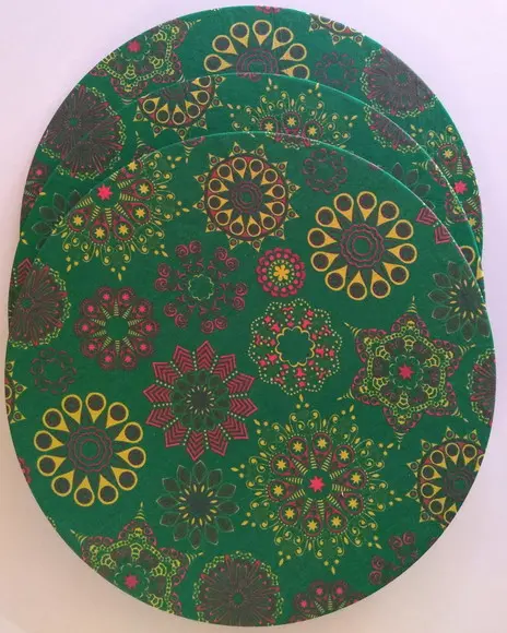 Lugar Americano Redondo Verde Mandala (peça) (sem Base Mdf)