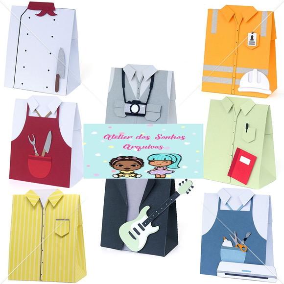 Arquivo de Corte Caixa Blusas Profissões (compre 1 Leve+10