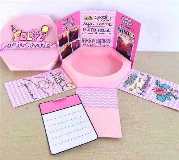 Arquivo de Corte Caixa Sextavada Parabens Rosa ( Leia a Desc