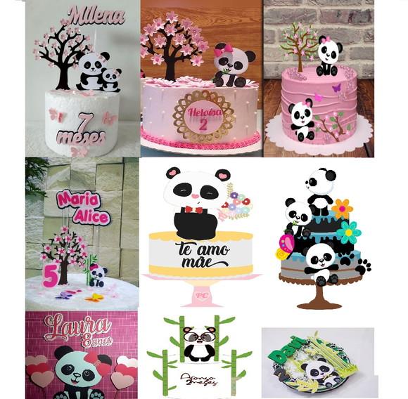 Arquivo de Corte Combo 19 Topos de Bolo Panda(compre 1 Lv+11