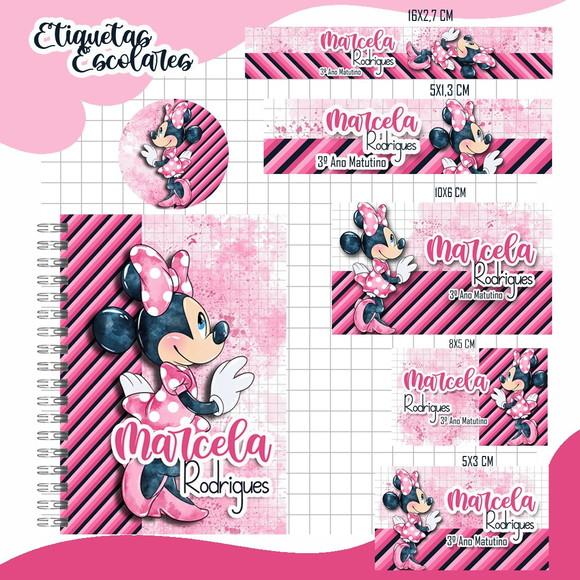 Arquivo de Corte Etiqueta Escolar Minnie (compre 1 Leve+11