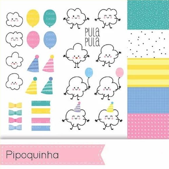Arquivo de Corte Kit Digital Pipoquinha (compre 1 Lev+10