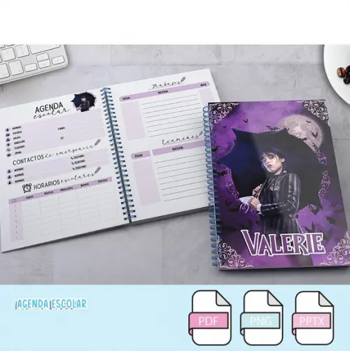 Arquivo de Corte Agenda Escolar Wandinha ( Comre 1 Leve+19